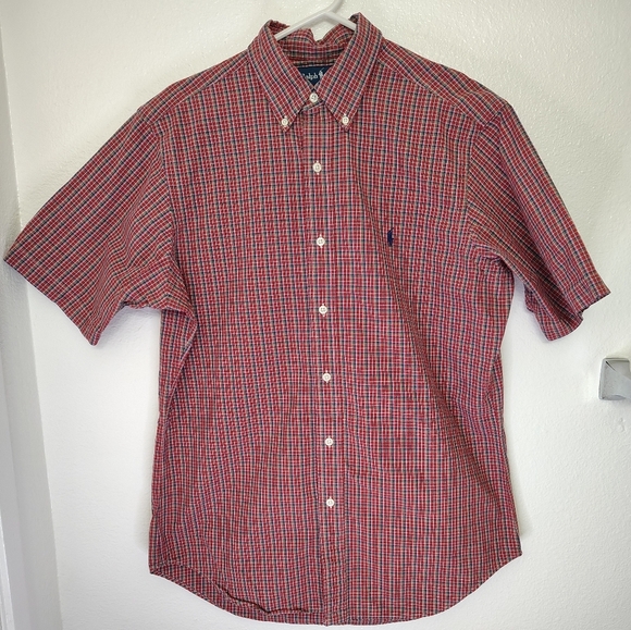Ralph Lauren Red/Blue/Green Checkered Men's Shirt Sz M - Picture 1 of 9